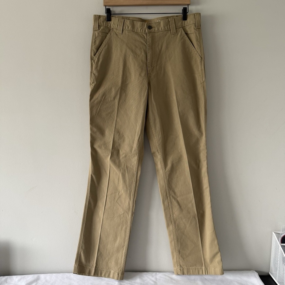 Carhartt Relaxed Fit Rigby Dungaree Pants Mens 34x34 Straight Beige Workwear